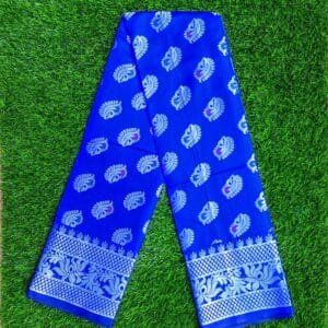 কাতান শাড়ি পানপাতা ডিজাইন (নীল কালার)