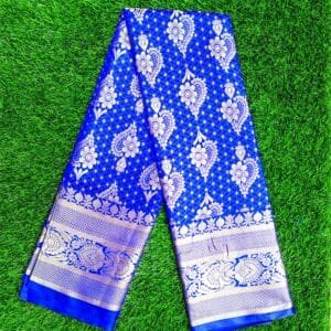 কাতান শাড়ি পানপাতাফুল ডিজাইন (নীল কালার)