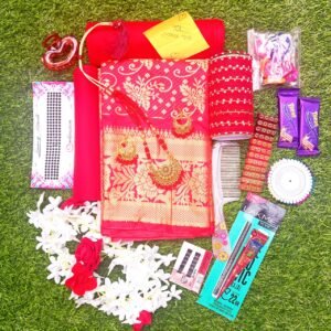 কাতান শাড়ি জবাফুল ডিজাইন মেরুন কালার